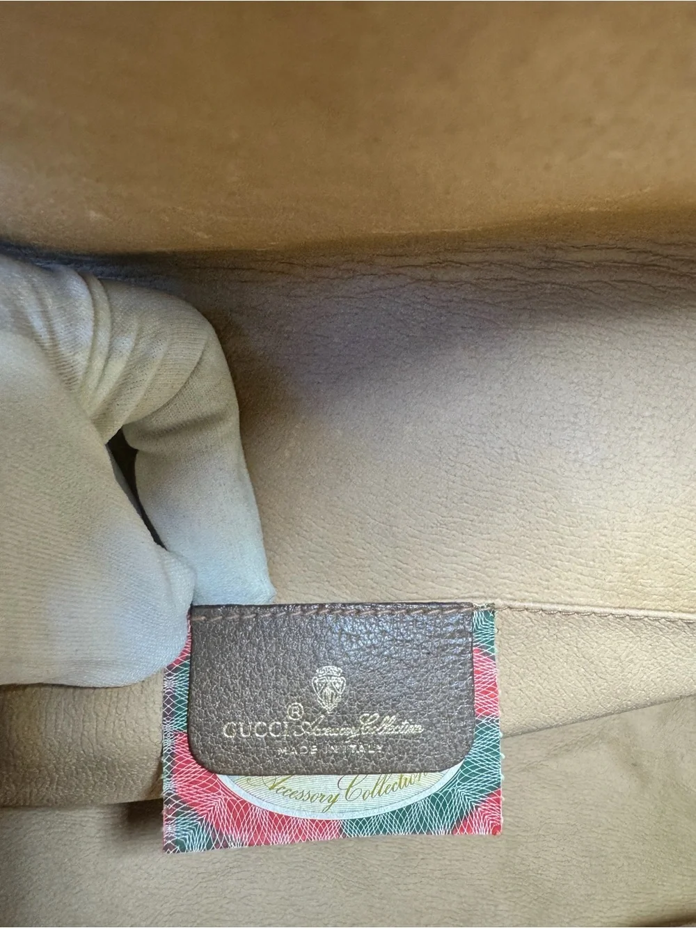 Gucci Beige Brown GG Canvas Clutch with Web Stripe